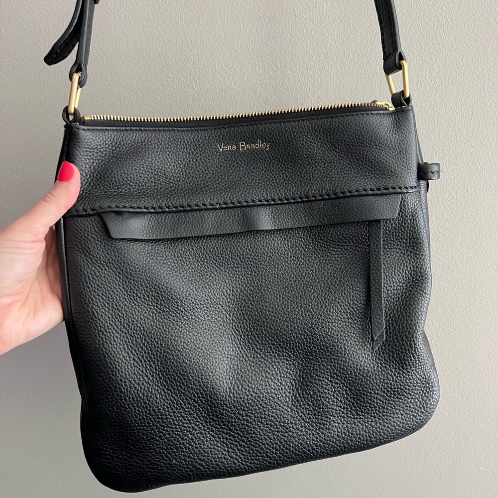 Gorgeous Vera Bradley Black Leather Crossbody Purse